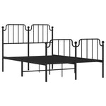 ZNTS Metal Bed Frame with Headboard and Footboard Black 120x190 cm Small Double 373902