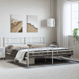 Metal Bed Frame without Mattress with Footboard White 183x213cm 355535