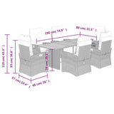7 Piece Garden Dining Set with Cushions Grey Poly Rattan 3212944