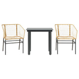 3 Piece Garden Dining Set Brown Poly Rattan Glass 3334590