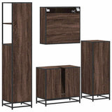 ZNTS 4 Piece Bathroom Furniture Set Brown Oak Engineered Wood 3301299