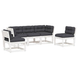 5 Piece Garden Sofa Set with Cushions White Solid Wood Pine 3216981
