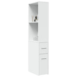 Narrow Bathroom Cupboard with Wheels White Engineered Wood 855295