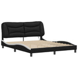 Bed Frame with LED without Mattress "Hvar" Black and White 160x200 cm 3213946