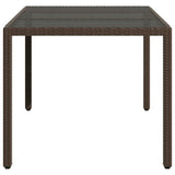 Garden Table with Glass Top Brown 150x90x75 cm Poly Rattan 365534