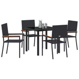 Garden Dining Set with Cushion 5 pcs Black Poly Rattan 3379703
