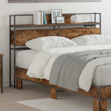 Storage Headboard with Shelf Smoked oak 120 cm Engineered wood 859632