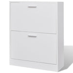 ZNTS White Wooden Shoe Cabinet with 2 Compartments 241242