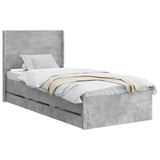 Bed Frame with Storage and Headboard Concrete Grey 90 x 190 cm 3413986