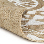 ZNTS Handmade Rug Jute with White Print 150 cm 133697
