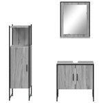 ZNTS 3 Piece Bathroom Cabinet Set Grey Sonoma Engineered Wood 3214347