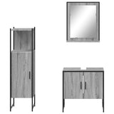 ZNTS 3 Piece Bathroom Cabinet Set Grey Sonoma Engineered Wood 3214347