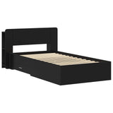 Bed Frame with Storage Black 75 x 190 cm Engineered Wood 3433696