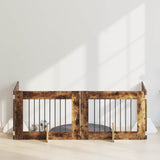 Dog Gate with Stands 4 pcs Smoked Oak 80 x 60 cm 892135