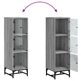 Highboard with Glass Doors Grey Sonoma 35x37x120 cm 836565