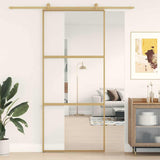 Sliding Door Gold 90x205 cm Clear ESG Glass and Aluminium 155149