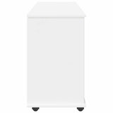 Rolling Cabinet White 100 x 39 x 65.5 cm Solid Pine Wood 42028385