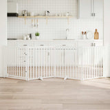Dog Gate with Door Foldable 4 Panels White 320 cm Solid Wood Fir 352283
