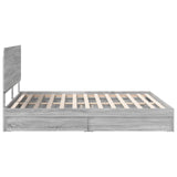 Storage Bed Grey Sonoma 200 x 200 cm Engineered Wood 3412656