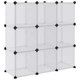 ZNTS Storage Cube Organiser with 9 Cubes and Doors Transparent PP 340557