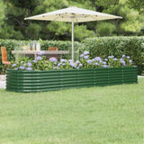 ZNTS Garden Raised Bed Powder-coated Steel 296x80x36 cm Green 318923