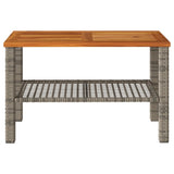 Garden Table Grey 70x38x42 cm Poly Rattan Acacia Wood 366271