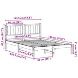 Bed Frame with Upholstered Headboard Dark Grey 140 x 190 cm 878265