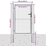 Garden Gate Galvanised Steel 100x125 cm Silver 144757