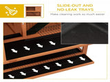 Two-Tier Antiseptic Wood Rabbit Hutch, 102cm Guinea Pig Hutch with Run - Orange T3398P554259