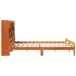 ZNTS Bookcase Bed without Mattress Wax Brown 180x200 cm Super King Solid Wood Pine 3308875