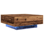 ZNTS Coffee Table with LED Lights Old Wood 80x80x31 cm 863000