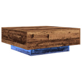 ZNTS Coffee Table with LED Lights Old Wood 80x80x31 cm 863000