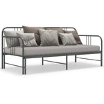 ZNTS Pull-out Sofa Bed Frame without Mattress Grey Metal 90x200 cm 324754