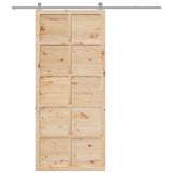 Barn Door Natural 80 x 2.5 x 208 cm Solid Pine Wood 42047149