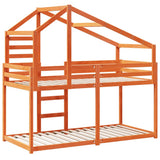 Bunk Bed without Mattress Wax Brown 75x190 cm Small Single Solid Wood Pine 3281969