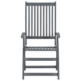 Garden Dining Set Grey Solid Acacia Wood 7 Piece Set Foldable 47278