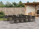 11 Piece Garden Dining Set with Cushions Grey Poly Rattan 3211652