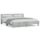 Bed Frame Concrete Grey Engineered Wood, Plywood Super King 3207402