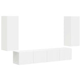 TV Wall Cabinet Set Wall-mounted 4 pcs White Engineered Wood 3408916