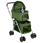 2-Layers Folding Dog Stroller Green 83x48x97 cm Oxford Fabric 172207