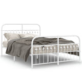 Metal Bed Frame without Mattress with Footboard White 137x190cm 376666