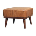 Tan Buffalo Leather Tan Footstool IN3560