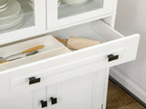 Kitchen Cupboard, Freestanding Storage Cabinet with 2 Adjustable Shelves, Drawer and Glass Door for T3398P378028