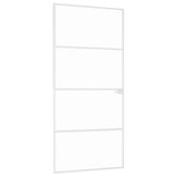Interior Door White 93x201.5 cm Tempered Glass&Aluminium Slim 153668