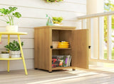 Wooden Garden Shed, Garden Tool Storage Shed with Metal Top and Shelf, Light Brown T3398P549444