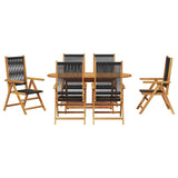 Garden Dining Set Folding 7 pcs Black Solid Acacia Wood 3375737