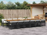 13 Piece Garden Dining Set with Cushions Black Poly Rattan 3210771