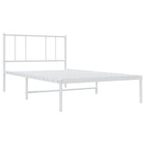 Metal Bed Frame without Mattress with Headboard White 100x200cm 352524