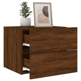 ZNTS Wall-mounted Bedside Cabinet with LED Lights Brown Oak 836824