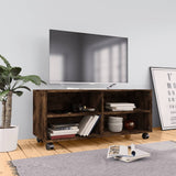 TV Cabinet with Castors Smoked Oak 90x35x35 cm Engineered Wood 815258
